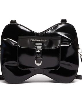 Dr. Martens Black Patent Bow Crossbody Bag with Buckle